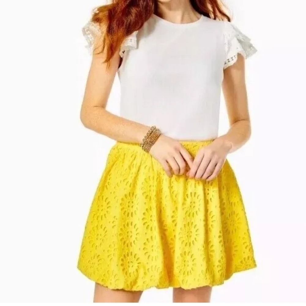 NWT Lilly Pulitzer Leah Eyelet Skirt Size 14 $128